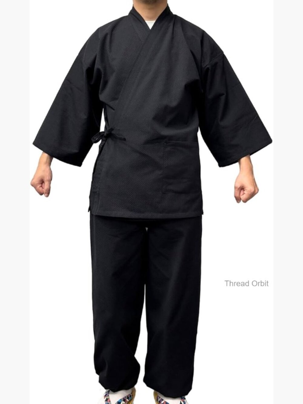 Men's Samue Kimono Jacket 100% Cotton Soft Casual Wear Japanese Monk Robe